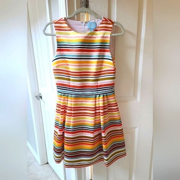 CeCe by Cynthia Steffe 'Yana' Multistripe Georgette Fit & Flare Dress Size 8 - Picture 2 of 7